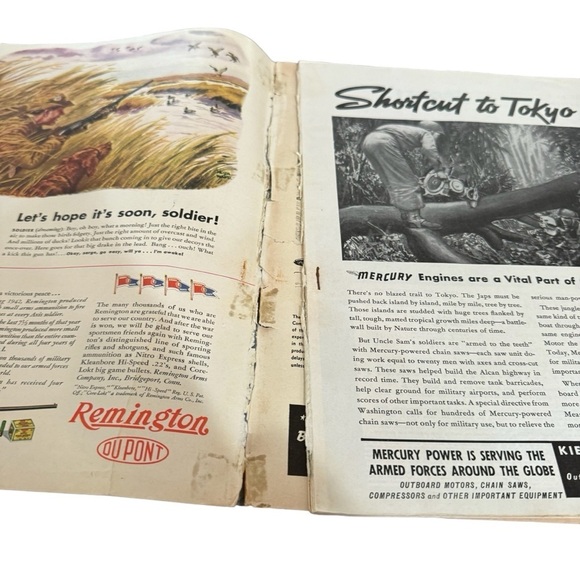 July 1943 Sports Afield Magazine Cover Art By Walter Haskell Hinton Fishing WWII - Picture 5 of 14